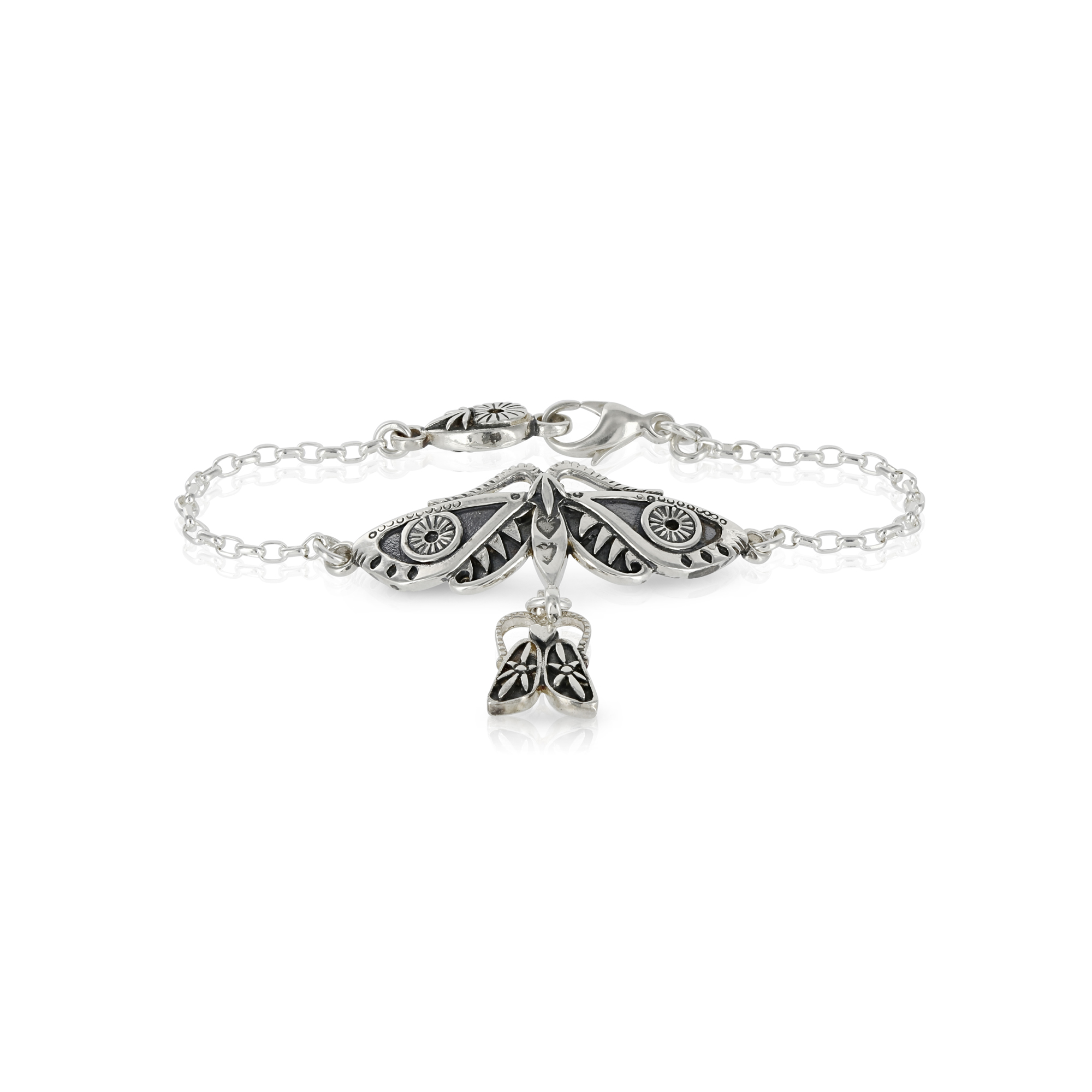 Silver Moth and Bug Bracelet by Prey Jewellery
