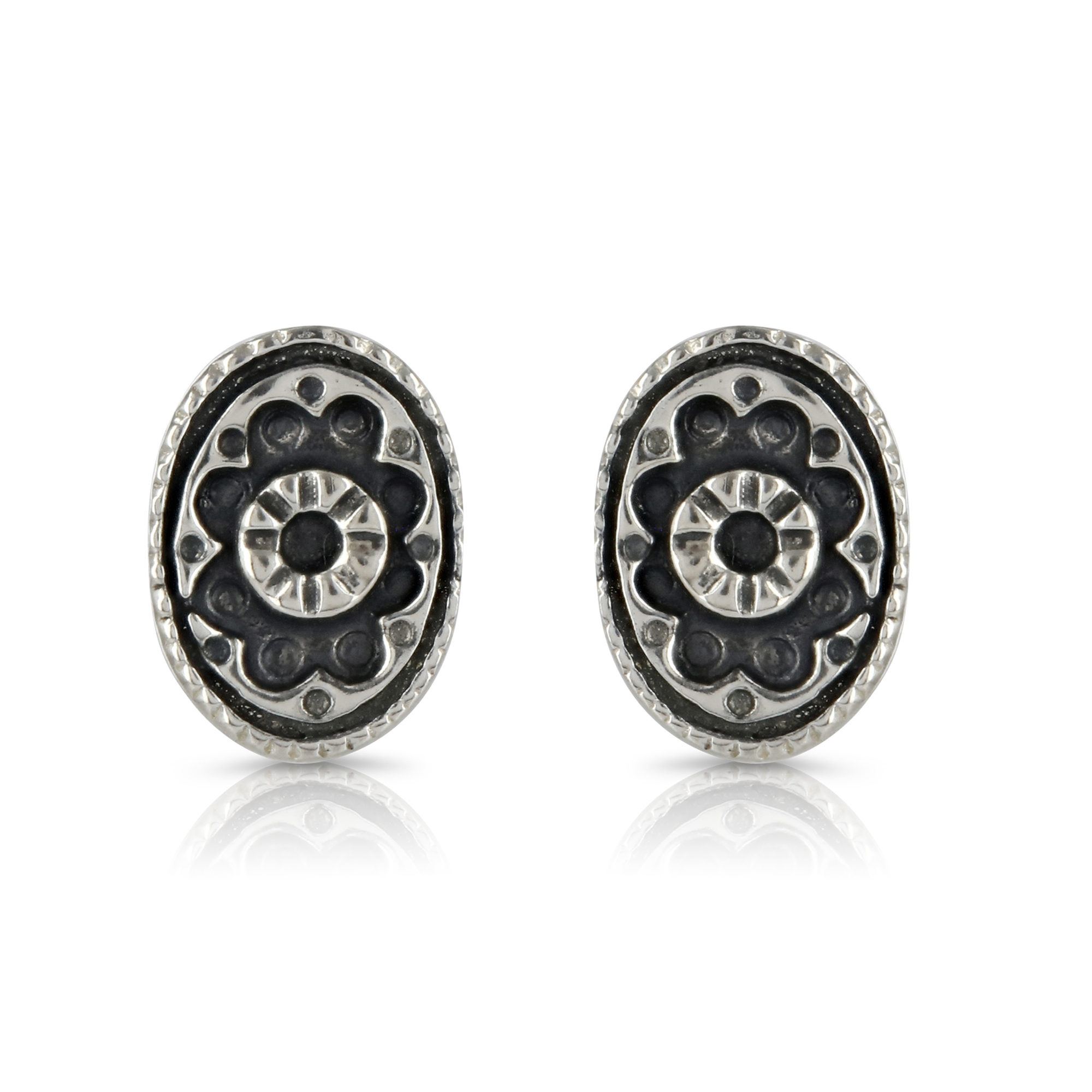 Silver Oval Stud Earrings by Prey Jewellery