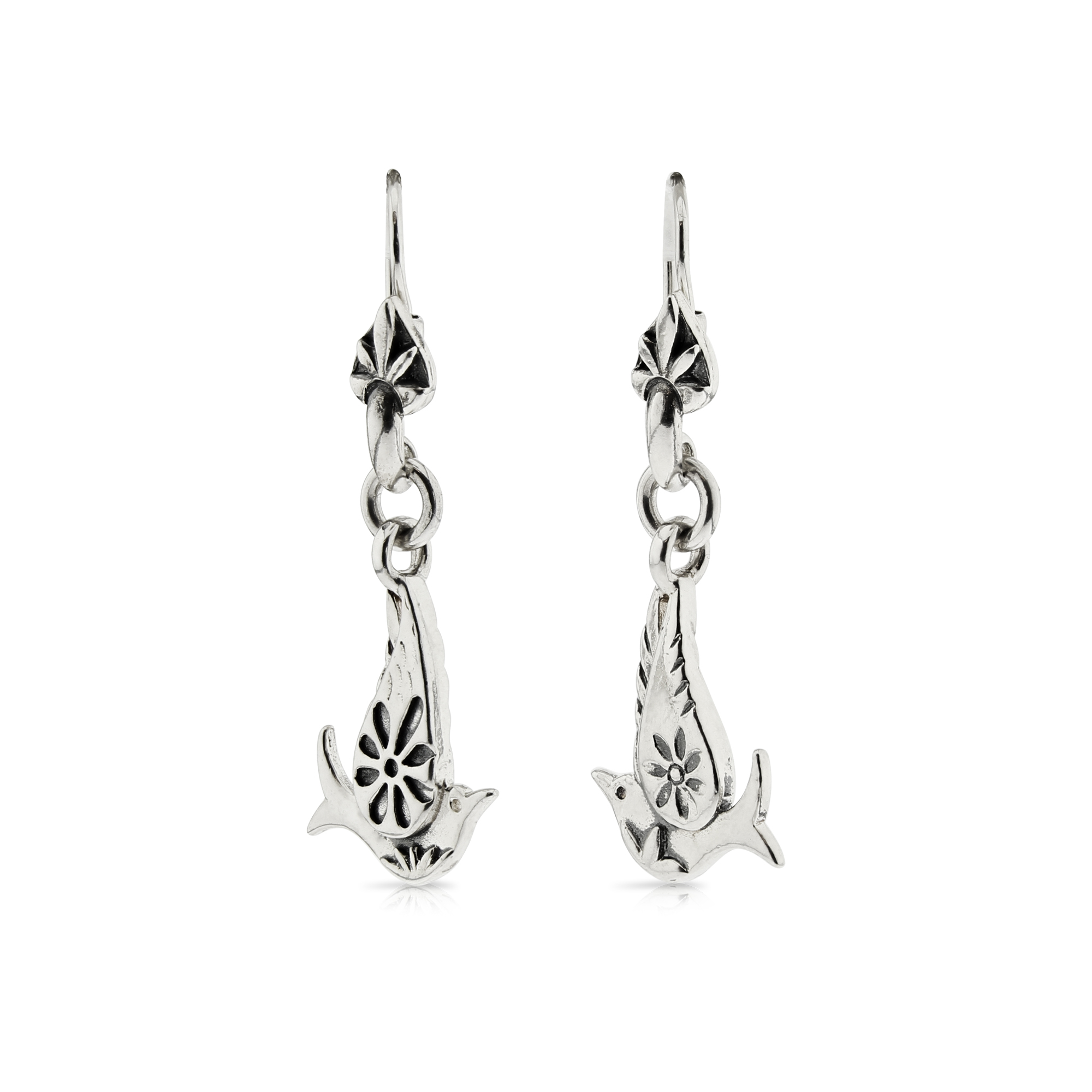 Silver Bird Earrings by Prey Jewellery