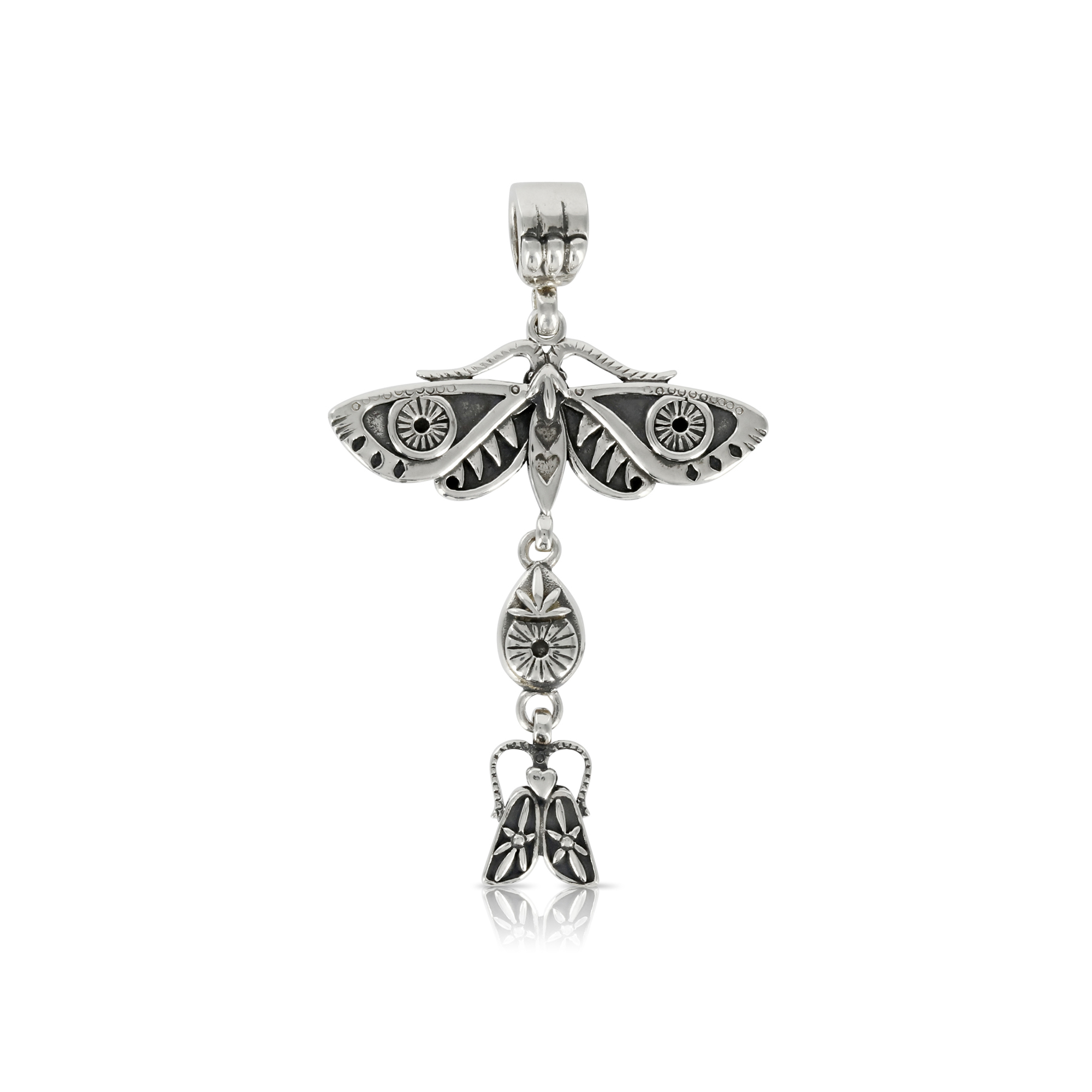 Silver Moth with Bug Pendant by Prey Jewellery
