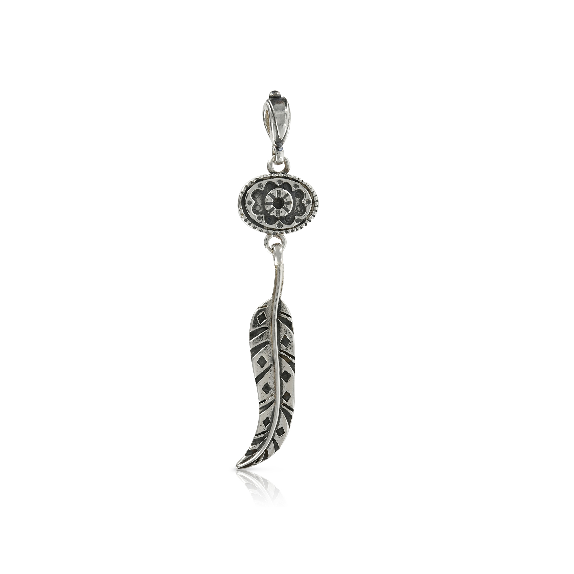 Silver Feather and Bead Pendant by Prey Jewellery
