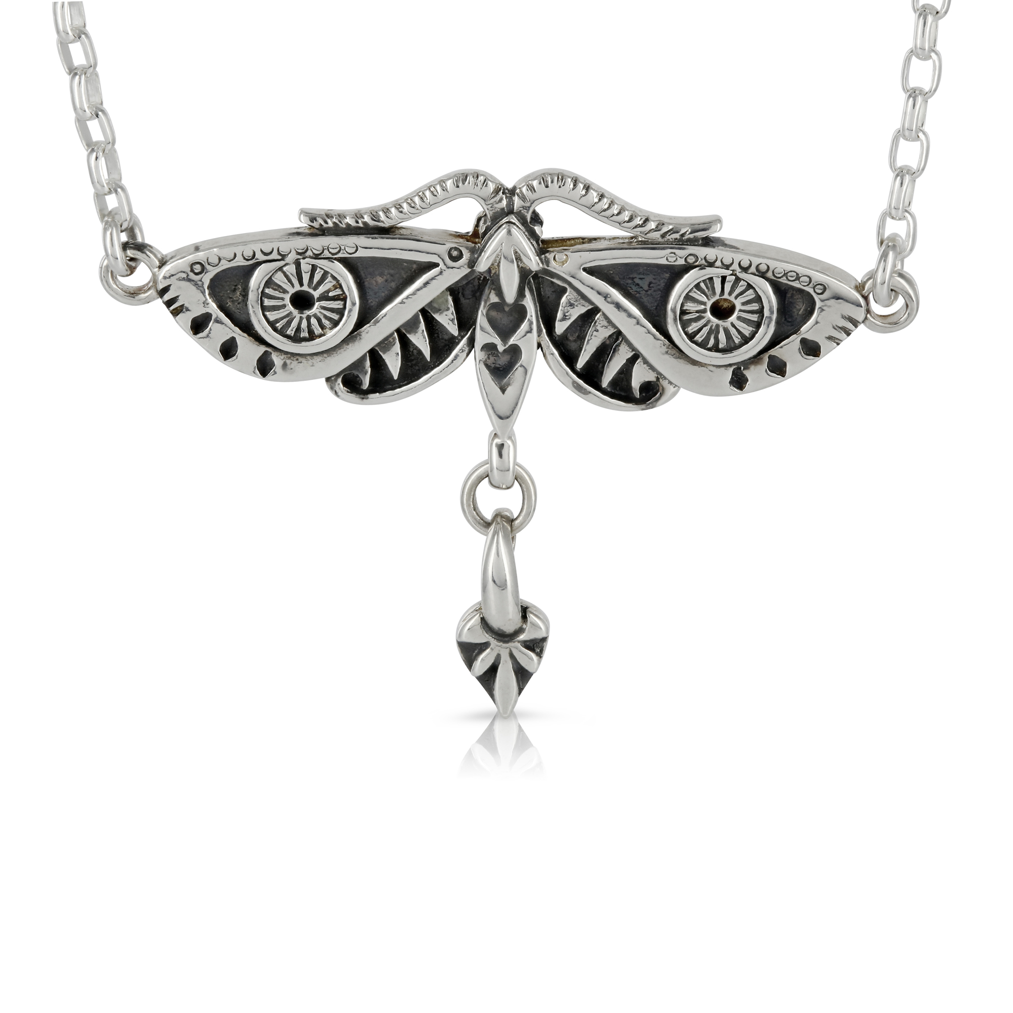Silver Moth Necklace by Prey Jewellery