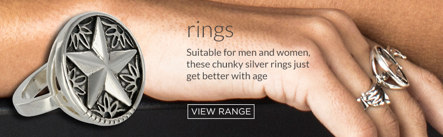 Solid sterling silver finger rings in unique contemporary designs