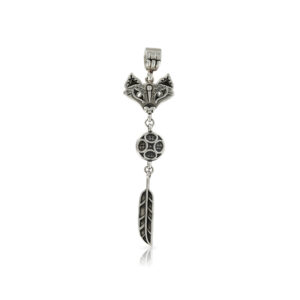 Silver Fox with Bead and Feather Pendant by Prey Jewellery