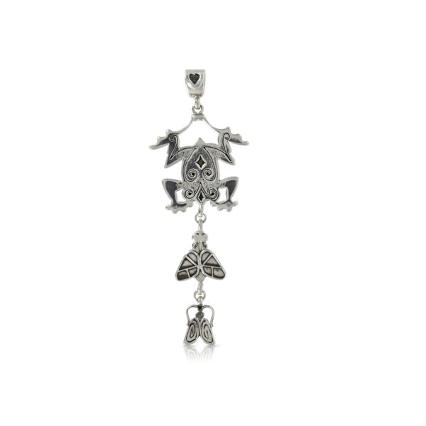 Silver Frog with Fly and Bug Pendant - Image 3