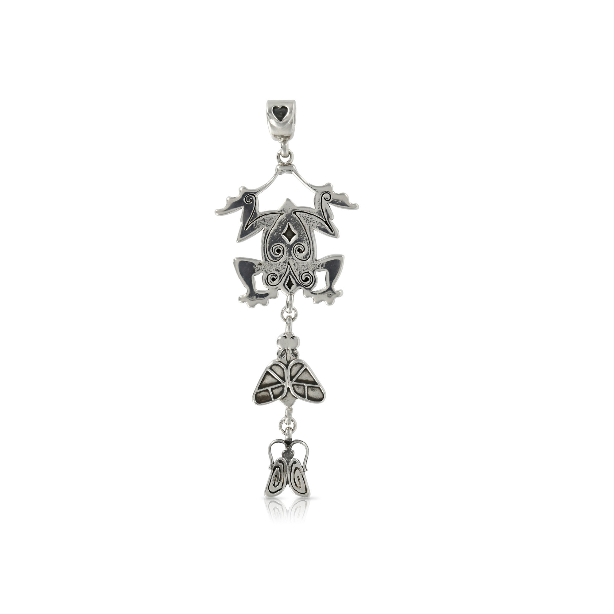 Silver Frog with Fly and Bug Pendant - Image 3