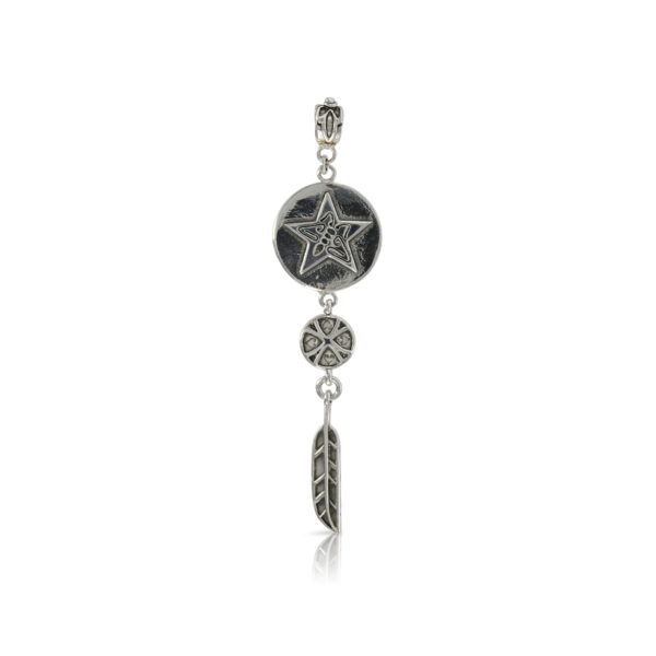 Silver Star with Bead and Feather Pendant - Image 2