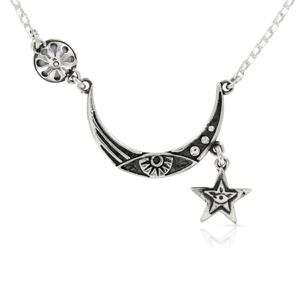Silver Moon with Opal and Star Necklace - Image 2