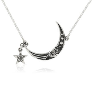 Silver Moon and Star Necklace
