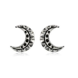 Silver  Moon Zig Zag Stud Earrings