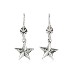 Silver Star Drop Earrings