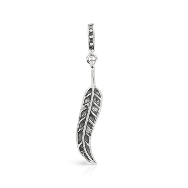 Silver Large Feather Pendant - Image 2
